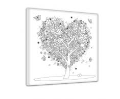 Baum aus Herzen - Ausmalbild auf Leinwand mit Winter SALE, aufgespannt auf Rahmen - Quadrat-Format - 80x80 cm - eigene Herstellung bei Bilderdepot24, faire Produktion in Deutschland