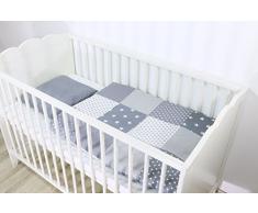 ULLENBOOM ® Babybettwäsche SetGraue Sterne - 2 Teile (komplett): Baby Bettwäsche 80x80 cm & Kissenbezug 35x40 cm, Baby Bettset für das Babybett aus 100% Baumwolle