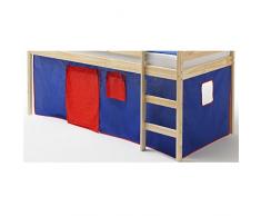 IDIMEX Vorhang Gardine Bettvorhang CLASSIC zu Hochbett Rutschbett Spielbett in blau/rot