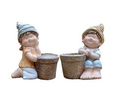 Im Freien Garten-Cartoon-Spaziergänger Puppe Hof Villa Crafts Garten Skulptur Landschaftsbau Dekoration Ornamente (Color : A:22 * 16 * 26cm)