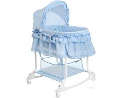 Babywiege/Stubenwagen mit Schaukelfunktion (Abnehmbarer Babykorb) (Hellblau)