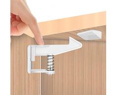 Amteker 10 Stück Kindersicherung Schrank - Unsichtbare Kindersicherung für Schranktür Schrank Schubladen Schränke Kleiderschrank, Ohne Bohren und Schrauben, Schranksicherung Baby (Weiß)