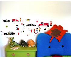 34-teiliges Feuerwehr Polizei Wandtattoo Set Kinderzimmer Babyzimmer in 3 Größen (4x16x26cm mehrfarbig)