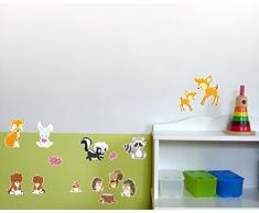 15-teiliges Süße Waldtiere Wandtattoo Set Kinderzimmer Babyzimmer