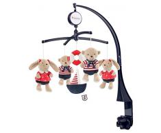 Fehn 078190 Musik-Mobile Ocean Club – Spieluhr-Mobile mit Teddys im Matrosenlook zum Lauschen & Staunen – Zum Befestigen am Bett für Babys von 0-5 Monaten – Höhe: 65 cm, ø 40 cm