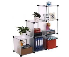 SONGMICS Regalsystem Raumteiler Stufenregal Standregal Badregal Regal Kleiderschrank Sideboard Schrank Aufbewahrungsbox Weiß 93 x 31 x 93 cm LPC111S