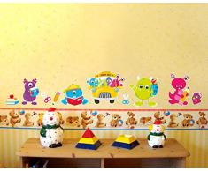 11-teiliges Schulbus Monster Wandtattoo Set Kinderzimmer Babyzimmer in 3 Größen (2x16x26cm mehrfarbig)