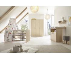 Schardt 11 523 04 00 Kinderzimmer 3 teilig bestehend aus, Kombi Kinderbett inklusiv Umbaukit, Wickelkommode und 3 türigen Kleiderschrank, 70 x 140 cm, Classic Buche
