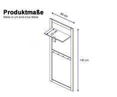 Loft24 Wandgarderobe Landhaus Garderobenpaneel Flurgarderobe Garderobenleiste Garderobe Flur Kiefer Holz massiv Dunkelbraun 4 Haken 1 Kleiderstange 60x140 cm