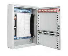 HMF 13542-07 Schlüsselschrank Schlüsselkasten 42 Haken verstellbare Hakenleisten, 35,0 x 27,0 x 8,0 cm , lichtgrau