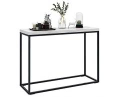 DEVAISE Konsolentisch, Flurtisch, Beistelltisch, Dekotisch, aus marmoriert Umweltfreundliches Board und Metallgestell, für Eingang, Wohnzimmer, Flur (107 * 38 * 76CM, weiß)