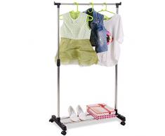 LESHARED Kreative Klappgarderobe Edelstahl Teleskop Kleiderständer Innenbalkon Hebe Wäscheständer Mit Rad Kleiderständer