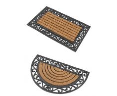 2 Premium Fußmatten (1 halbrund, 1 rechteckig) aus Gummi und Kokosfasern 76 x 46 cm ✓ 3 kg Fußabtreter verhindert verrutschen ✓ Robust & repräsentativ Schmutzfangmatten, Sauberlaufmatten, Schmutzmatte