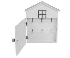 Out of the blue Schlüsselkasten, Holz, Weiß, 24 x 6 x 29.5 cm