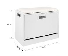 HOMFA Schuhschrank mit Sitzkissen Schuhbank Sitzbank Schuhtruhe Sitzkommode Schuhregal Schuhbank Schuhablage mit Stauraum für Flur Diele Verbindungsgang 60x30x45cm (Weiß)