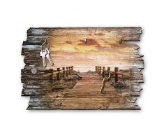Kreative Feder Steg zum Meer Designer Schlüsselbrett, Hakenleiste Landhaus Style, Shabby aus Holz 30x20cm, HSB116