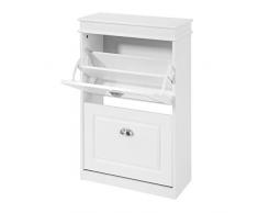 SoBuy FSR78-W Schuhkipper Schuhschrank mit 2 Klappen Schuhregal mit 4 Ablageflächen Schuhkommode Schuhablage Weiß BHT ca.: 54x83x24cm