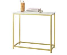 SoBuy FSB29-G Konsolentisch mit goldenem Metallrahmen Flurtisch Dekotisch Sideboard Beistelltisch Wohnzimmer Eingangsbereich BHT ca: 80x75x30cm