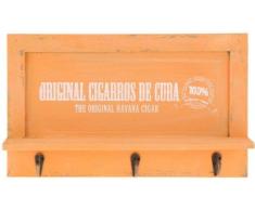 Nostalgisches Holz Schlüsselbrett - Garderobe mit 3 Haken - Brett mit Ablage - Schlüsselablage bzw. Handy-Ablage - Hakenleiste, Farbe:Orange