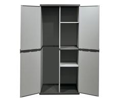 Hoher Spind Kunststoffschrank mit spritzwassergeschützter Deckel- & Bodenplatte sowie 3 Einlegeböden (2 davon verstellbar) - extra stabil, leichter Aufbau, optimal für Haushalt oder Garten