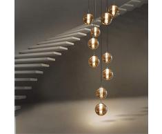 CBJKTX Pendelleuchte esstisch Pendellampe Höhenverstellbar Kronleuchter Hängeleuchte 10-Flammig aus Glas in Farbe Bernstein Küchen Wohnzimmerlampe Schlafzimmerlampe Flurlampe