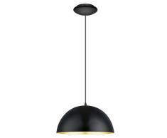 EGLO Pendellampe Gaetano 1, 1 flammige Pendelleuchte, Hängelampe aus Stahl, Farbe: Schwarz, gold, Fassung: E27, Ø: 38 cm