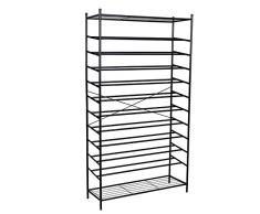SONGMICS XXL 12 Ebenen Schuhregal für bis zu 70 Paar Schuhe Metall Schwarz Schuhschrank ca. 105 x 192 x 37 cm (B x H x T), RTG01H