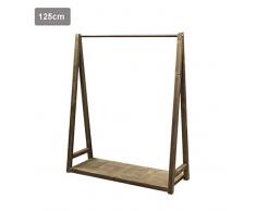 AZJ-AJR Standgarderobe, Kleiderständer Vintage-Design Kleidung hängen Massivholz-Material handgefertigt,125cm
