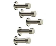 5 x Garderobenhaken TUULA echt Edelstahl massiv Ø 10/15 mm Länge 50 mm Gesamtlänge 53 mm mit Platte Garderobe Kleiderhaken Handtuchhaken von SO-TECH®