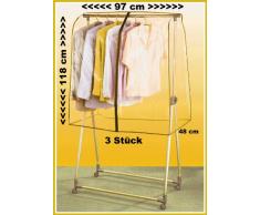 Mabi 3-310 Universal Reißverschluss-Abdeckhauben 3er Set (L97 x H118 x B53 cm) für Kleiderwagen Konfektionsständer Garderobenständer Rollständer & Marktständer