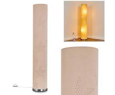 Stehlampe Tartu, moderne Stehleuchte aus Textil in Natur/Chrom, mit Sternenmuster, Ø 19, 2 x E14-Fassung, max. 30 Watt, mit Fußschalter am Kabel, auch geeignet für LED Leuchtmittel