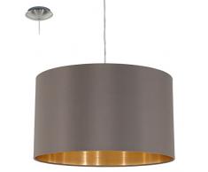 EGLO 31603 Hängeleuchte Maserlo Durchmesser 38 cm, Nickel-Matt Schirm, cappucino / gold stahl