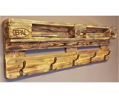 Garderobe Holz vintage aus Europalette mit Aufhängung incl. 5 Kleiderhaken Wandregal Ablage vintage Jackenständer Palettenmöbel Palettengarderobe