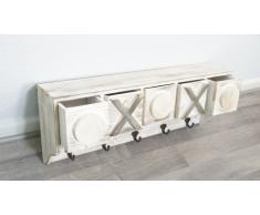 Wohnliebhaber Shabby Vintage Wandgarderobe Schubladen Holz weiß Landhaus Washed gekälkt Tic Tac Toe