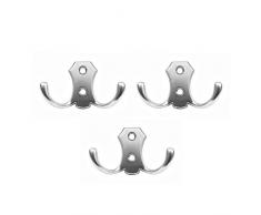 Garderobenhaken Chrom matt - Kleiderhaken 3er Set, Haken, Edelstahl, Wandgarderobe, Huthaken, Aufhängung, Mantelhaken, Aufhängehaken, Setgröße:3 Stück