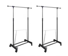 vidaXL 2X Garderobenständer Kleiderstange Ständer Wäscheständer Rollgarderobe