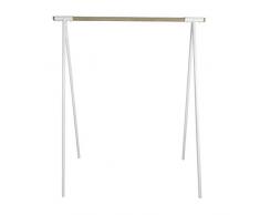 Natural Goods Berlin Kleiderständer Gard Design Garderobe freistehend | Metall Kleiderstangenhalterung für 30mm Rundstab | Massiv Holz Eiche stabil | DIY (mit 1m Kleiderstange, Weiß)