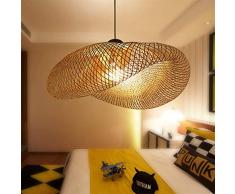 Vintage Pendelleuchte E27 Kronleuchter Retro Industrial Pendellampe Natürlichen Bambus Gewebt Hängeleuchten Höhenverstellbar Hängelampe Esszimmer Studie Wohnzimmer Cafe Wohnzimmer Lampe,50cm