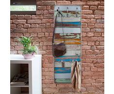 Apalis 79483 Wandgarderobe Shelves of the Sea natura | Holz Maritim Flur Haken Edelstahl Holzbild Wandpaneel Design Büro | 139x46cm