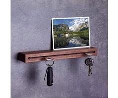 Woods Schlüsselbrett Holz mit Ablage I Nut - Schlüsselhalter modern I Wanddekoration aus Holz handgefertigt in Bayern I Schlüsselleiste Landhaus Design I Schlüsselboard Länge 30 cm Nuss-Holz