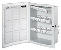 HAN Schlüsselbox INDEX 4023-11 in Lichtgrau mit Platz für 63 Schlüssel / Moderner Kunststoff Schlüsselkasten abschließbar & sicher / Schlüsseltresor zur Wandmontage
