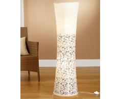 Moderne Design Stehlampe I Reispapier Lampe in weiß mit floralem Muster I TG1240-026B I Stehleuchte I Höhe ca. 1250mm I inkl. 2x E14 LED Leuchtmittel I Trango