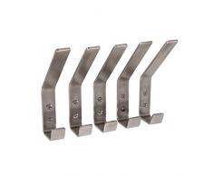 Gedotec Garderobenhaken Edelstahl Kleiderhaken Wand-Montage - SANDRA groß | Garderobe einzeln | 140 x 19 mm | Wandhaken Antik zum Schrauben | 5 Stück - Wandgarderobe Vintage mit Befestigungsmaterial