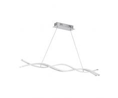 EGLO LED Pendellampe Lasana 2, 3 flammige Pendelleuchte, Hängeleuchte aus Alu, Stahl, Kunststoff, Farbe: chrom, weiß, L: 100 cm