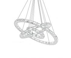 RANZIX Kristall LED Ring Dimmbar Decken Pendelleuchte Kronleuchter Kristall Wohnzimmer stall Design Hängelampe Deckenlampe (72)