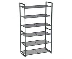 SONGMICS Schuhregal mit 6 Ablagen, stapelbarer Schuh-Organizer, für 18-24 Paar Schuhe, Schuhaufbewahrung, aus Metall, 63 x 30 x 112 cm (L x B x H), rauchgrau LMR86GC