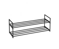 SONGMICS Schuhregal mit 2 Ebenen, Schuhaufbewahrung aus Metall, für bis zu 10 Paar Schuhe, Schuhorganizer für Wohnzimmer, Flur und Ankleidezimmer, 92 x 30 x 33 cm, schwarz LSA12BK