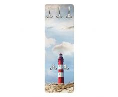 Apalis 79116 Wandgarderobe Leuchtturm in den Dünen | Design Garderobe Garderobenpaneel Kleiderhaken Flurgarderobe Hakenleiste Holz Standgarderobe Hängegarderobe | 139x46cm