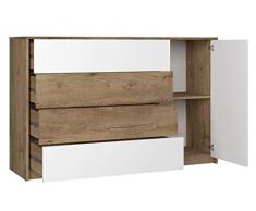 Mirjan24 Kommode Latika, Mehrzweckschrank mit 4 Schubladen und Tür, Schlafzimmer Kommode, Sideboard, Standschrank, Dielenkommode, Highboard, Schrank (Burgunder Eiche/Grau)