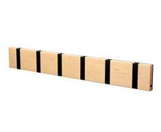 LOCA Knax Garderobe Waagerecht Birke (Gekalkt) 6 Haken, Schwarz